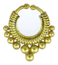 Cargar imagen en el visor de la galería, Septum Fake Piercing Nasenringe Kugeln Spiralfeder Messing goldfarben nickelfrei antik exotisch Ohrring - chic-net.de
