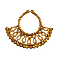 Cargar imagen en el visor de la galería, Septum Fake Piercing Nasenringe Windungen Punkte Messing golden nickelfrei antik - chic-net.de
