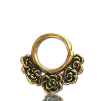 Load image into Gallery viewer, Septum Piercing Nasenringe Rosen Band Messing 1 mm goldfarben antik Ohrring - chic-net.de
