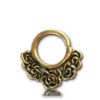 Load image into Gallery viewer, Septum Piercing Nasenringe Rosen Blüten Messing goldfarben nickelfrei antik exotisch Ohrring - chic-net.de
