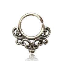 Load image into Gallery viewer, Septum Piercing Nasenringe verschnörkelt Brezel 1 mm silbern Brass nickelfrei antik Ohrring - chic-net.de
