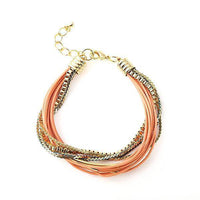 Load image into Gallery viewer, Set Kette Armband 18 karat vergoldet Leder Bündel Ketten nickelfrei rot grün beige - chic-net.de
