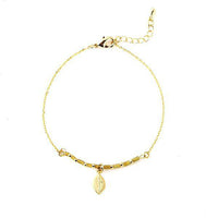 Load image into Gallery viewer, Set Kette Armband 18 karat vergoldet Perlen länglich Blatt grün nickelfrei Charm Anhänger - chic-net.de
