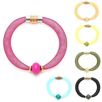 Load image into Gallery viewer, Set Kette Armband Stein Perle Nylon Schlauch Magnetverschluss zweilagig nickelfrei bunt neon - chic-net.de
