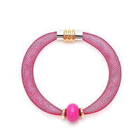 Load image into Gallery viewer, Set Kette Armband Stein Perle Nylon Schlauch Magnetverschluss zweilagig nickelfrei bunt neon - chic-net.de
