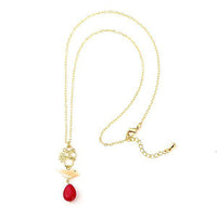 Load image into Gallery viewer, Set Kette Ohrringe 18 karat vergoldet rot Tropfen Vogel Kreise nickelfrei Stein Perlmutt weiß - chic-net.de
