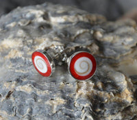 Load image into Gallery viewer, Shiva Auge koralle rot rund 10mm Ohrstecker 925 Silber - chic-net.de
