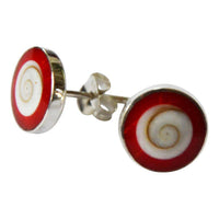 Load image into Gallery viewer, Shiva Auge koralle rot rund 10mm Ohrstecker 925 Silber - chic-net.de
