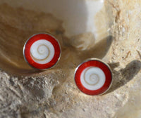 Load image into Gallery viewer, Shiva Auge koralle rot rund 10mm Ohrstecker 925 Silber - chic-net.de
