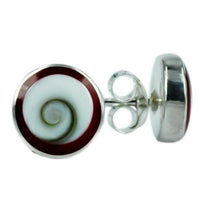 Load image into Gallery viewer, Shiva Auge koralle rot rund 10mm Ohrstecker 925 Silber - chic-net.de
