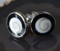 Load image into Gallery viewer, Shiva Auge schwarz rund 10mm Ohrstecker 925 Silber - chic-net.de
