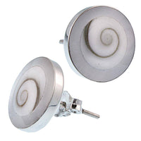 Load image into Gallery viewer, Shivaauge 10 mm Perlmutt Muschel rund Ohrstecker Silberohrstecker Shiva-Auge 925er Silber Damen - chic-net.de
