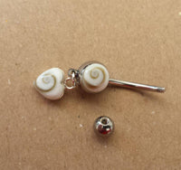 Cargar imagen en el visor de la galería, Shivaauge Bananen Piercing Kugel Herz Anhänger 925er Sterling Silber Shivaauge Bauchnabel - chic-net.de
