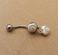 Cargar imagen en el visor de la galería, Shivaauge Bananen Piercing Kugel Herz Anhänger 925er Sterling Silber Shivaauge Bauchnabel - chic-net.de

