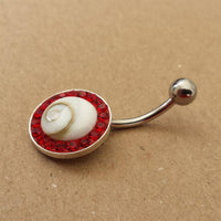 Cargar imagen en el visor de la galería, Shivaauge Bananen Piercing rund Glaskristall rot Bauchnabel 925er Silber Shiva Auge - chic-net.de
