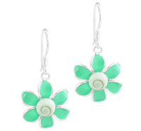 Load image into Gallery viewer, Shivaauge Emaille Blume grün Silberohrring Ohrring Ohrhänger 925er Sterling Silber Shiva Auge Damen - chic-net.de
