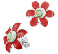 Load image into Gallery viewer, Shivaauge Emaille Blume rot Silberohrringe Ohrstecker 925er Sterling Silber Shiva Auge Damen - chic-net.de
