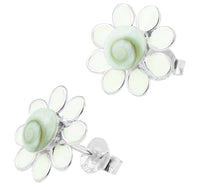 Load image into Gallery viewer, Shivaauge Emaille Blume weiß Silberohrstecker Ohrstecker 925er Sterling Silber Shiva Auge Damen - chic-net.de
