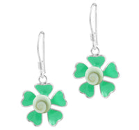 Load image into Gallery viewer, Shivaauge Emaille Blüte grün Silberohrring Ohrring Ohrhänger 925er Sterling Silber Shiva Auge Damen - chic-net.de
