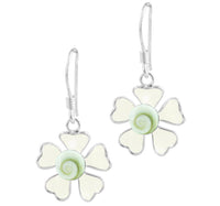 Load image into Gallery viewer, Shivaauge Emaille Blüte weiß Silberohrring Ohrring Ohrhänger 925er Sterling Silber Shiva Auge Damen - chic-net.de
