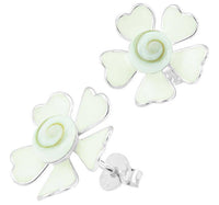 Load image into Gallery viewer, Shivaauge Emaille Blüte weiß Silberohrstecker Ohrstecker 925er Sterling Silber Shiva Auge Damen - chic-net.de
