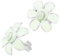 Load image into Gallery viewer, Shivaauge gebogen Emaille Blume weiß Ohrstecker 925er Sterling Silber Shiva Auge Damen - chic-net.de
