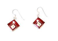 Load image into Gallery viewer, Shivaauge Karo eingefasst Resin rot Ohrringe 925er Sterling Silber Shiva Auge Shivaeye - chic-net.de
