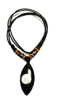 Cargar imagen en el visor de la galería, Shivaauge Kette Mandel Raisin schwarz Holzperlen Baumwolle gewachst Shiva Auge verstellbar - chic-net.de
