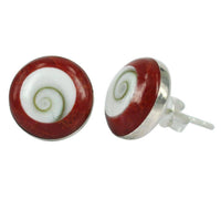 Cargar imagen en el visor de la galería, Shivaauge koralle rund 13 mm Silberohrstecker Ohrringe Ohrstecker 925er Silber Shiva Auge Eye Damen Schmuck - chic-net.de

