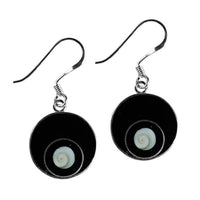 Cargar imagen en el visor de la galería, Shivaauge Kreise Resin schwarz Ohrringe 14 mm 925er Sterling Silber Shiva Auge Shivaeye - chic-net.de
