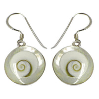 Load image into Gallery viewer, Shivaauge Perlmutt Silberohrringe rund 10 mm Ohrringe Ohrhänger 925er Sterling Silber Shiva Auge Eye - chic-net.de
