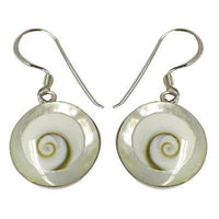 Cargar imagen en el visor de la galería, Shivaauge Perlmutt Silberohrringe rund 15 mm Ohrringe Ohrhänger 925er Sterling Silber Shiva Auge Eye - chic-net.de
