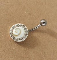 Load image into Gallery viewer, Shivaauge Piercing rund Glaskristall Rand Bananen-Piercing Bauchnabel 925 Silber Shiva Auge - chic-net.de
