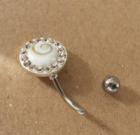 Load image into Gallery viewer, Shivaauge Piercing rund Glaskristall Rand Bananen-Piercing Bauchnabel 925 Silber Shiva Auge - chic-net.de
