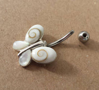 Cargar imagen en el visor de la galería, Shivaauge Piercing Schmetterling Perlmutt Bananen-Piercing 925er Sterling Silber Muschel Shiva Auge - chic-net.de
