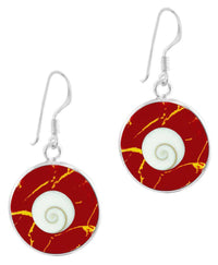 Cargar imagen en el visor de la galería, Shivaauge rot Koralle Raisin Harz Silberohrringe Ohrringe Ohrhänger 925er Sterling Silber Shiva Auge - chic-net.de
