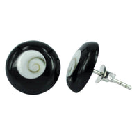 Load image into Gallery viewer, Shivaauge schwarz gewölbt 12 mm Silberohrstecker Ohrringe Ohrstecker 925er Silber Shiva Auge Eye Damen Schmuck - chic-net.de
