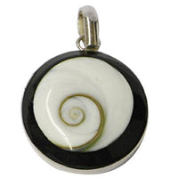 Load image into Gallery viewer, Shivaauge Silberanhänger 23 mm schwarz rund Anhänger 925er Sterling Silber Shiva Auge Damen Schmuck - chic-net.de
