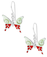 Load image into Gallery viewer, Shivaauge Silberohrring Koralle Raisin Schmetterling Ohrring 925er Sterling Silber Shiva Auge Damen - chic-net.de
