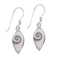 Load image into Gallery viewer, Shivaohrringe Blätter weiß 20 mm 925er Sterling Silber Ohrringe Shivaauge Shiva Auge - chic-net.de
