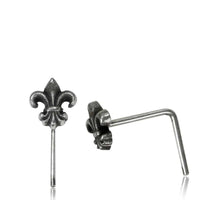 Load image into Gallery viewer, Silber Nasenstecker 0,8 mm Nostril heraldische Lilie L-Form Nasenpiercing - chic-net.de
