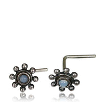 Load image into Gallery viewer, Silber Nasenstecker 0,8 mm Nostril Mondstein Kugelrad L-Form Nasenpiercing - chic-net.de
