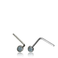 Load image into Gallery viewer, Silber Nasenstecker 0,8 mm Nostril Mondstein rund L-Form Nasenpiercing - chic-net.de
