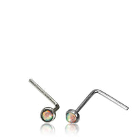 Load image into Gallery viewer, Silber Nasenstecker 0,8 mm Nostril Opal weiß rund L-Form Nasenpiercing - chic-net.de
