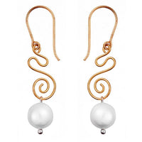 Load image into Gallery viewer, Silber Ohrringe Ohrhänger vergoldet Damen nickelfrei Schnörkel Perle weiß 925 Sterling - chic-net.de

