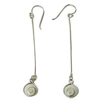 Load image into Gallery viewer, Silber Ohrringe Shiva Auge eye rund an Silberstab hängend ca. 1,0 cm Ø und 5,0 cm lang Shivaauge - chic-net.de
