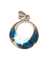 Load image into Gallery viewer, Silberanhänger blau rund Loch Streifen Anhänger Türkis 925er Sterling Silber Damen Kette - chic-net.de
