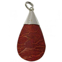 Load image into Gallery viewer, Silberanhänger Koralle Tropfen Form ca 35 mm 925er Sterling Silber - chic-net.de
