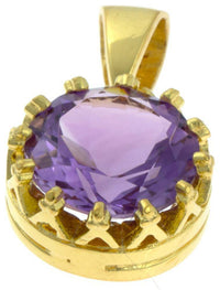 Load image into Gallery viewer, Silberanhänger Krone rund Amethyst facettiert lila 1 micron vergoldet 925er Sterling Silber - chic-net.de
