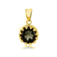 Load image into Gallery viewer, Silberanhänger Krone rund Rauchquarz facettiert braun 1 micron vergoldet 925er Sterling Silber - chic-net.de

